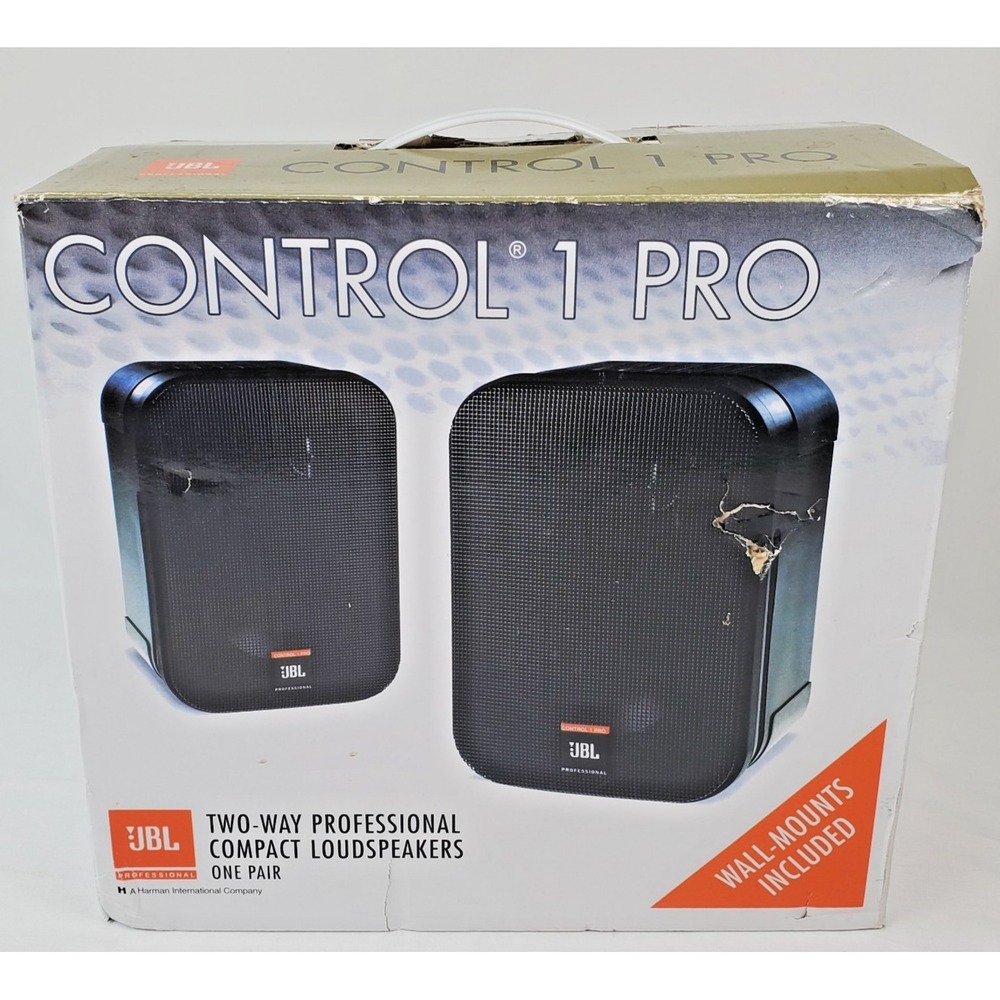 Pair JBL C1PRO Control 1 PRO Black 5.25" w/ Wall Mount Home/Commercial Speakers